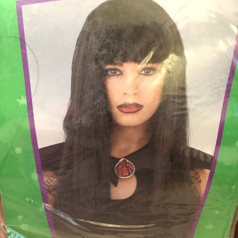 Cleopatra  Goth Punk Long Black Wig Disguise NOS NWT